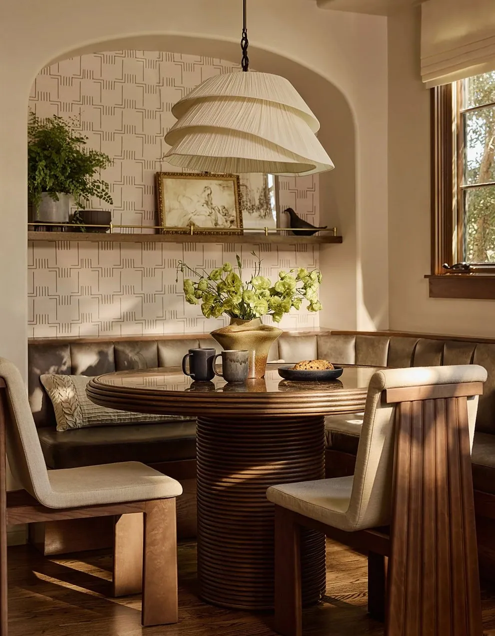 Marble-Top Round Dining Table — 1