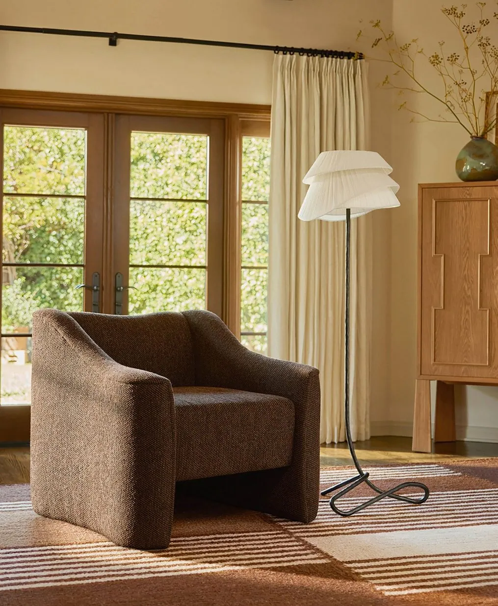 Sloped-Arm Upholstered Accent Chair — 1